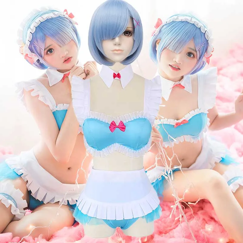 

Rem Ram Swimwear Set Cosplay Anime Re Life In A Different World From Zero Cosplay Set Costume For Lolita Rem Ram Cos Halloween