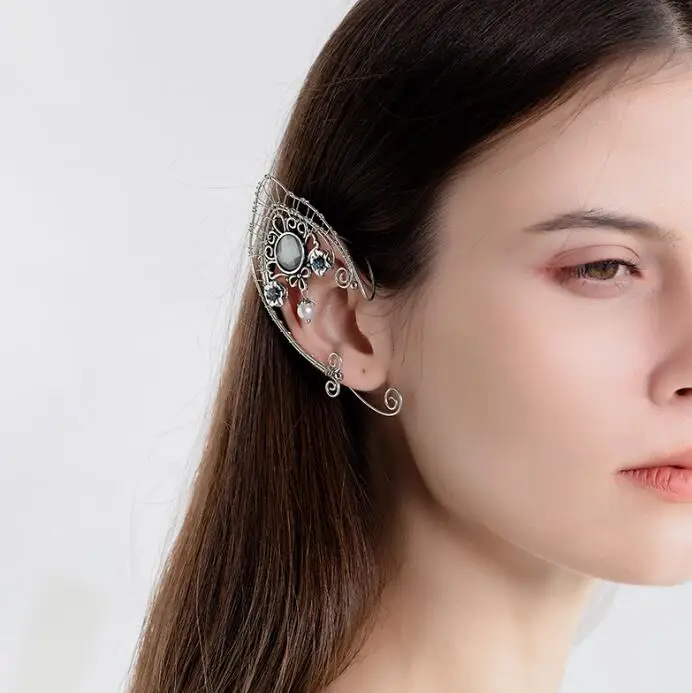 

Handmade Crystal Fairy Elf Cuff Elvens Earclips Witch Ear Jewelry for women