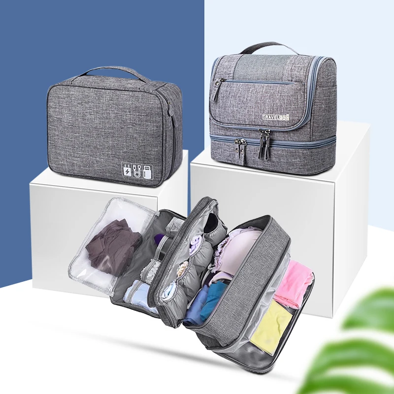3Pcs/Set Travel Woman Bra Cosmetic Underware Toiletry Wash Pouch Digital Storage Bag Cables Wires Case Organizers Pack Accessor