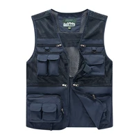 man outdoor summer vest jacket pockets fishing hiking work waistcoat cycling functional tactical breathable sleeveless coatm 6xl