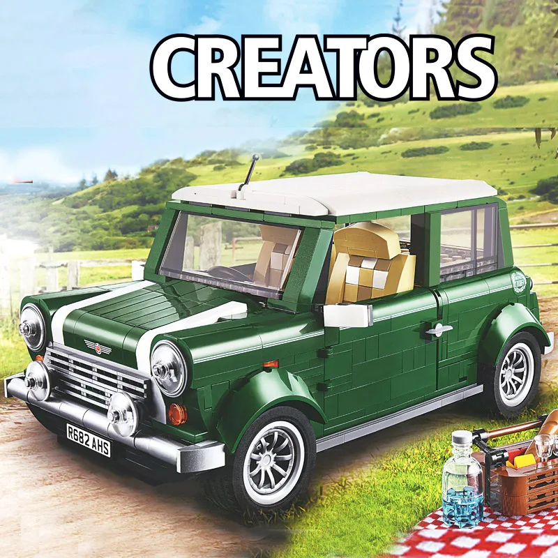 

IN STOCK 10568 Cooper Compatible 21002 10242 Mini DIY Building Blocks Bricks Classic Car Model Kids Gift Toys With lights