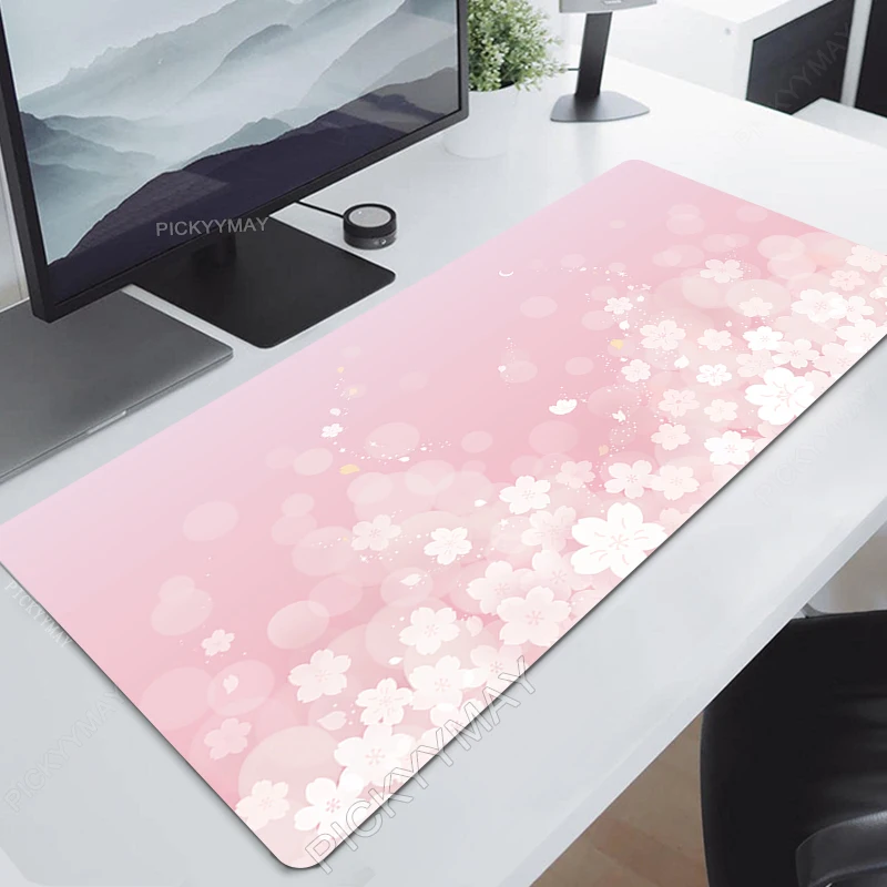

Pink Cherry Blossom Desk Mat Gamer Mousepads Mouse Pad Office Desk Pads Cute Large Mousepad Sakura Mouse Mats For Computer