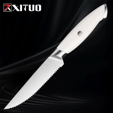 Набор ножей для стейка XITUO 1/4/6 шт., уличные заостренные туристические зубчатые ножи из нержавеющей стали с высокополированными ручками для барбекю