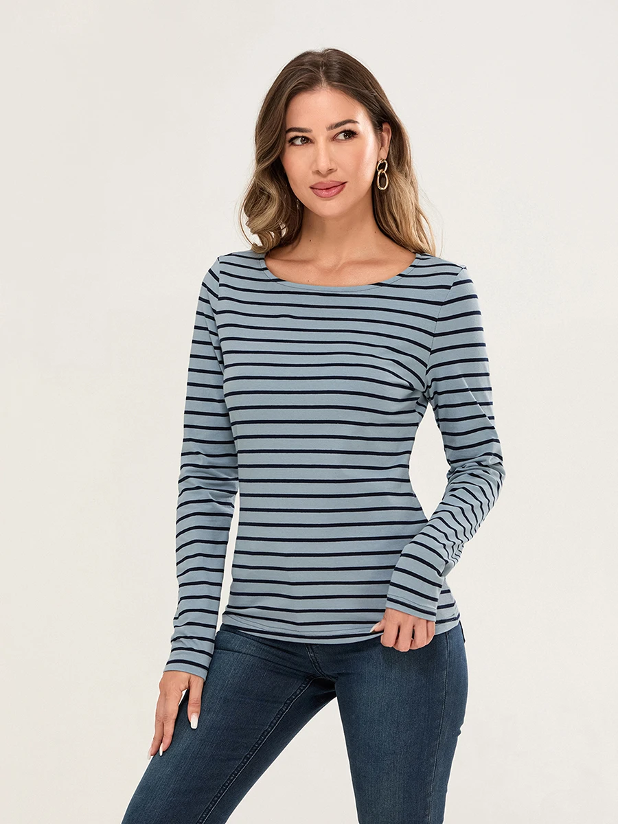 Винтажная полосатая рубашка Y2k винтажная модная футболка с воротником-лодочкой и