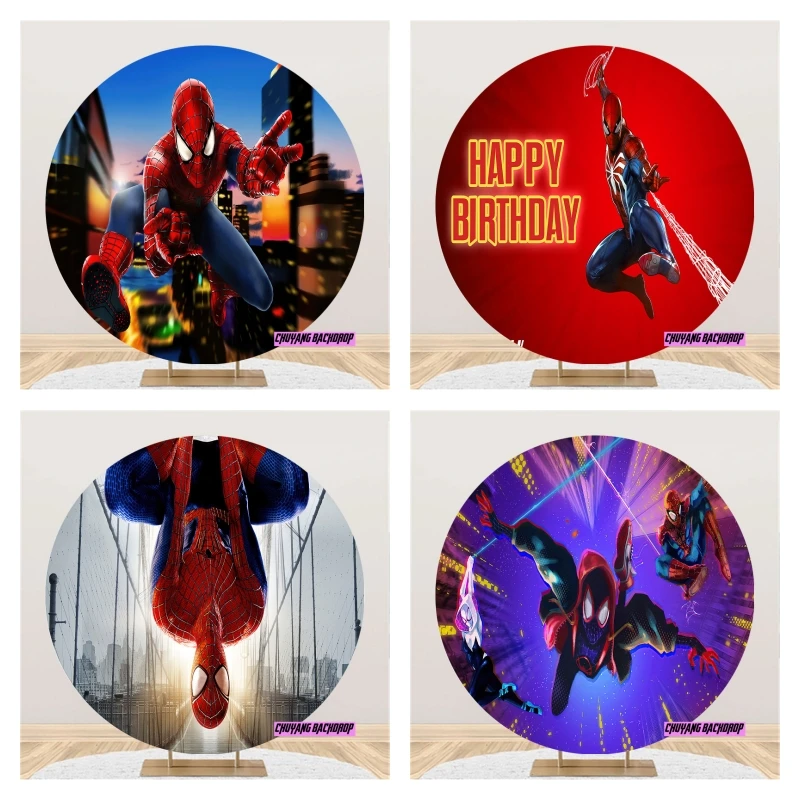 

Мультяшный круглый фон супергерой Человек-паук фотография Дети Мальчики счастливого дня рождения