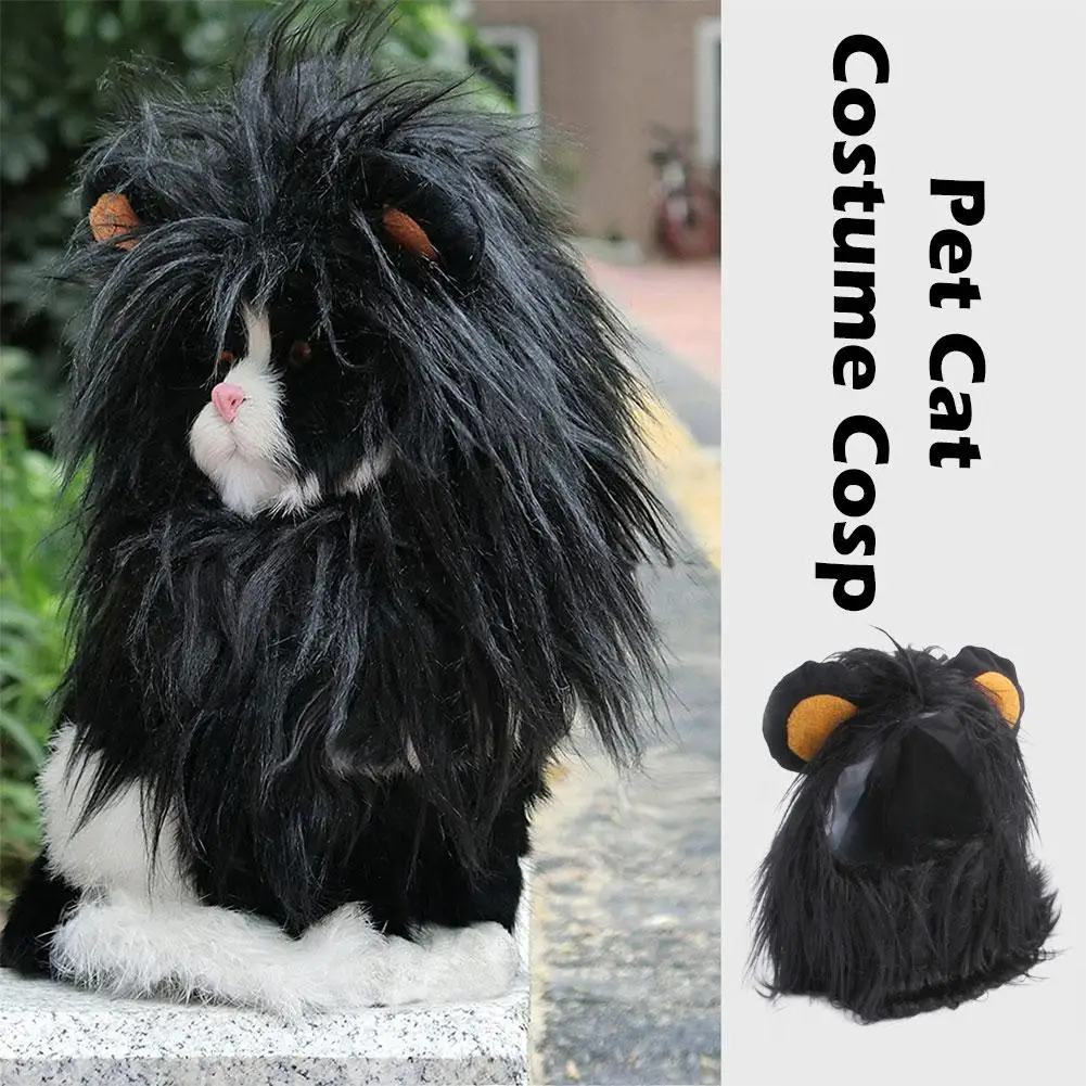 

Cute Lion Mane Cat Wig Hat Funny Pets Clothes Cap Fancy Accessories Cosplay Kitten Costume Dogs Party Puppy Ears with Hat G6P2