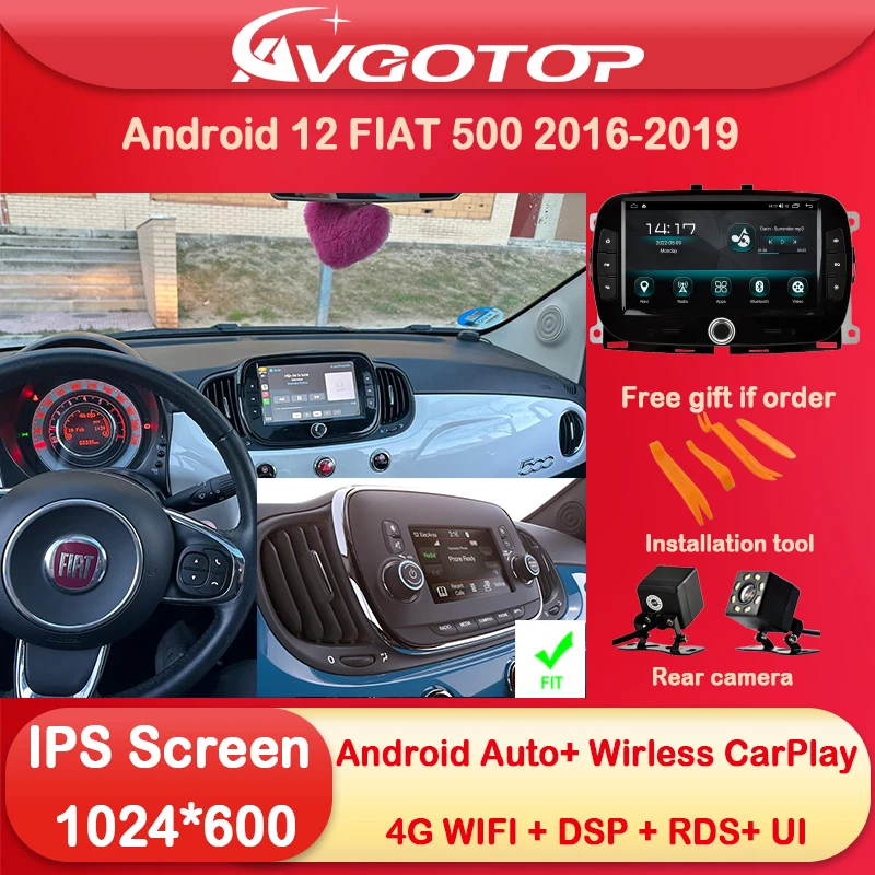 

Android 12 Car Radio Stereo Multimedia For FIAT 500 2016 2017 2018 2019 Wireless Carplay RDS DSP 4G Wifi Bluetooth UI theme Devi
