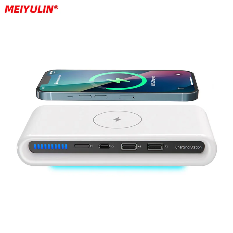 

4 In 1 15W Wireless Fast Charger Dock Station Stand for iPhone 13 Samsung Xiaomi Watch Portable USB Type C Charger LED Indicator
