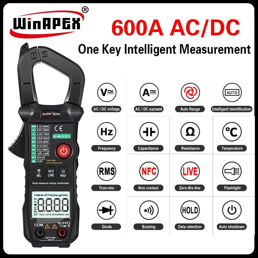 

Мультиметр-зажим WINAPEX ET8204 600A, AC/DC, 750 В