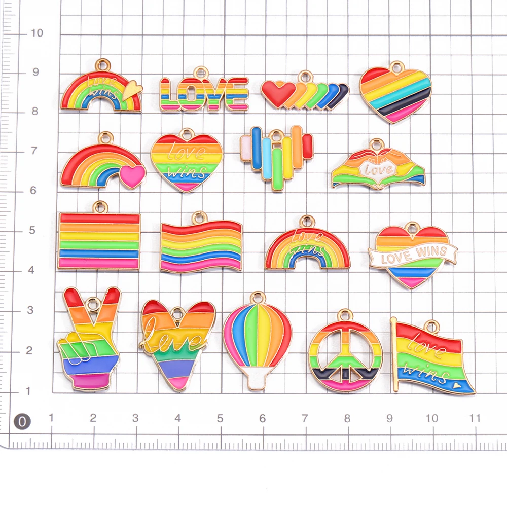 Смешанные 10 шт. красочные буквы LOVE Win с радужным флагом подвеска из