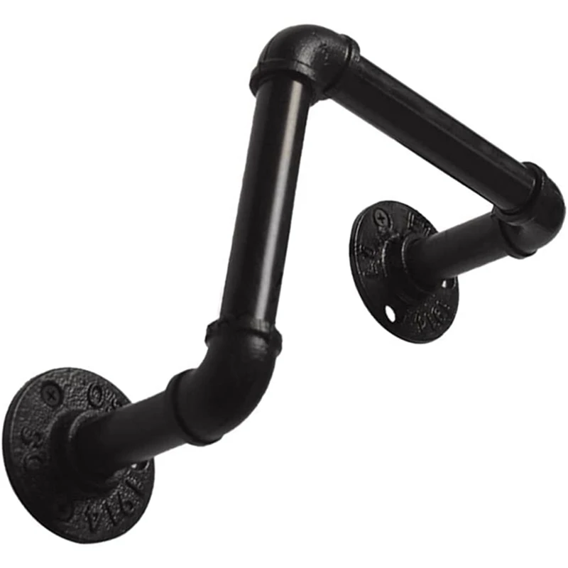 

Pipe Shelf Bracket, Vintage Heavy Duty Wall Mounted Wine Holder Floating Shelves Industrial Style For Home (Black)