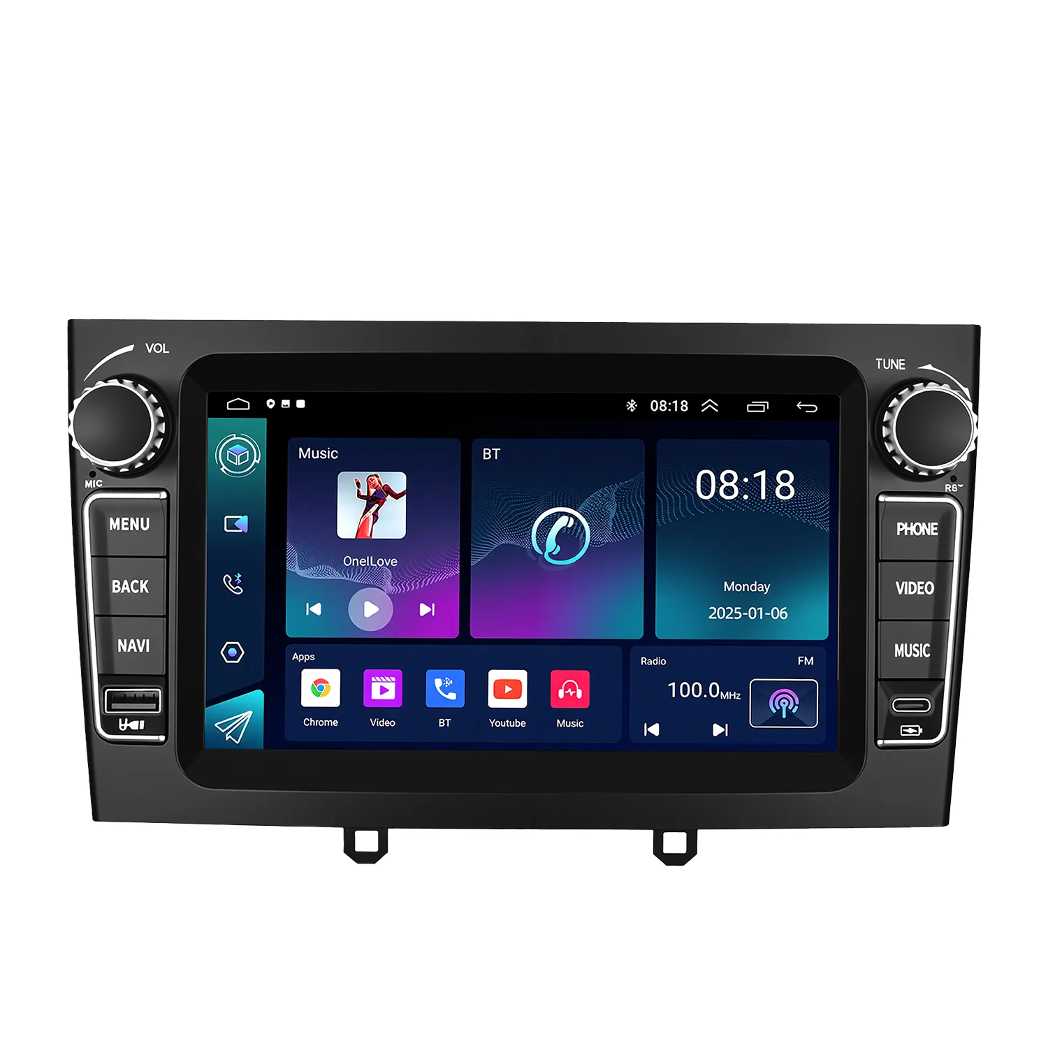 Фото Автомагнитола 1024*600 для Peugeot 308 (2016-2019) / 408 (2014-2021) с USB, CarPlay, Android Auto, GPS, Bluetooth и управлением с руля №2