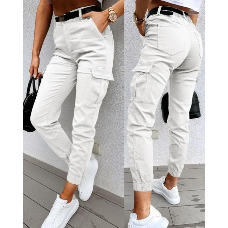 2022European and American Women's Clothing in Stock Tappered Work Clothes Trousers