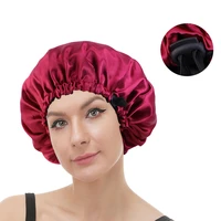 new women satin bonnet sleeping hat night sleep cap double layer adjustable elastic hair care silky turban beanies skullies cap