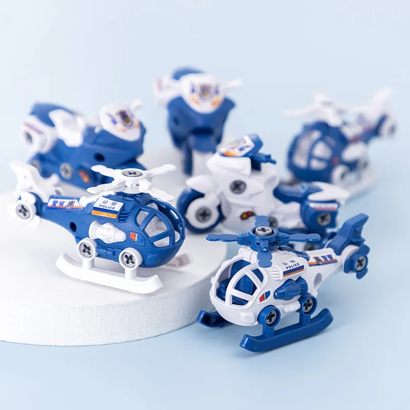 

5Pcs Cartoon Assembled Police Plane Motorcycle Educational Toys For kids birthday party favors Classroom Loot Bag Pinata Fillers