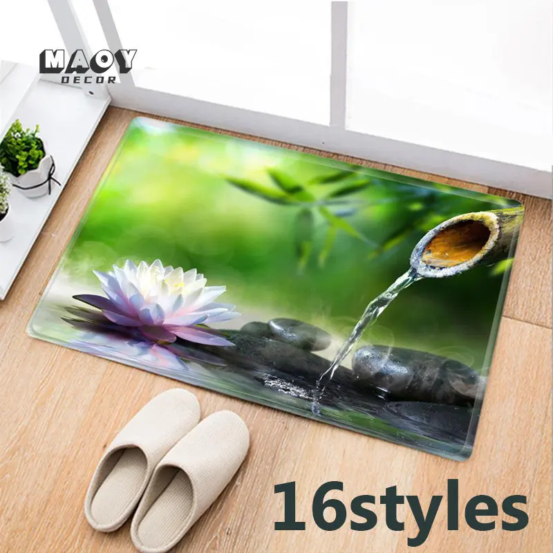 

Floral Floor Mats Garden Bamboo Carpets Anti-Slip Area Rugs For Bedroom Bathroom Living Room Kitchen Toilet Bath Mat Home Decor
