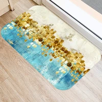golden blue printed kitchen soft bath entrance door seude indoor doormat non slip rug floor mat coral velvet carpet home decor
