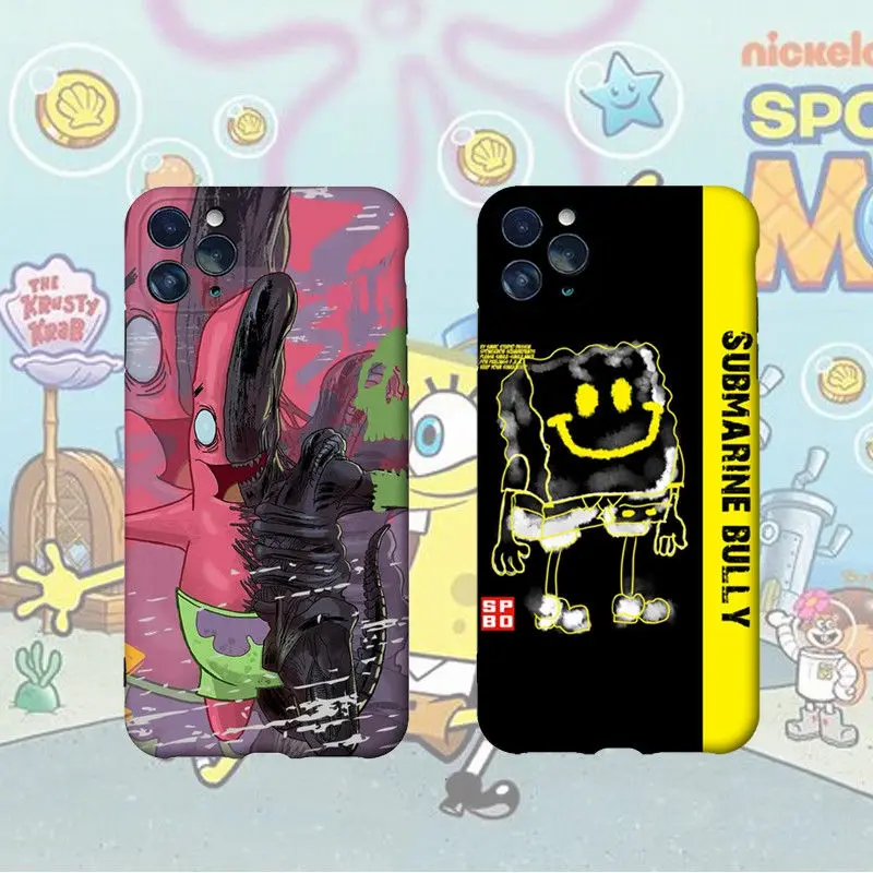 

Bandai SpongeBob Patrick Star Soft Case for iPhone11 12 13 Pro Max X XS MAX XR Cartoon Y2k Patchwork Liquid Silicone Back Cover