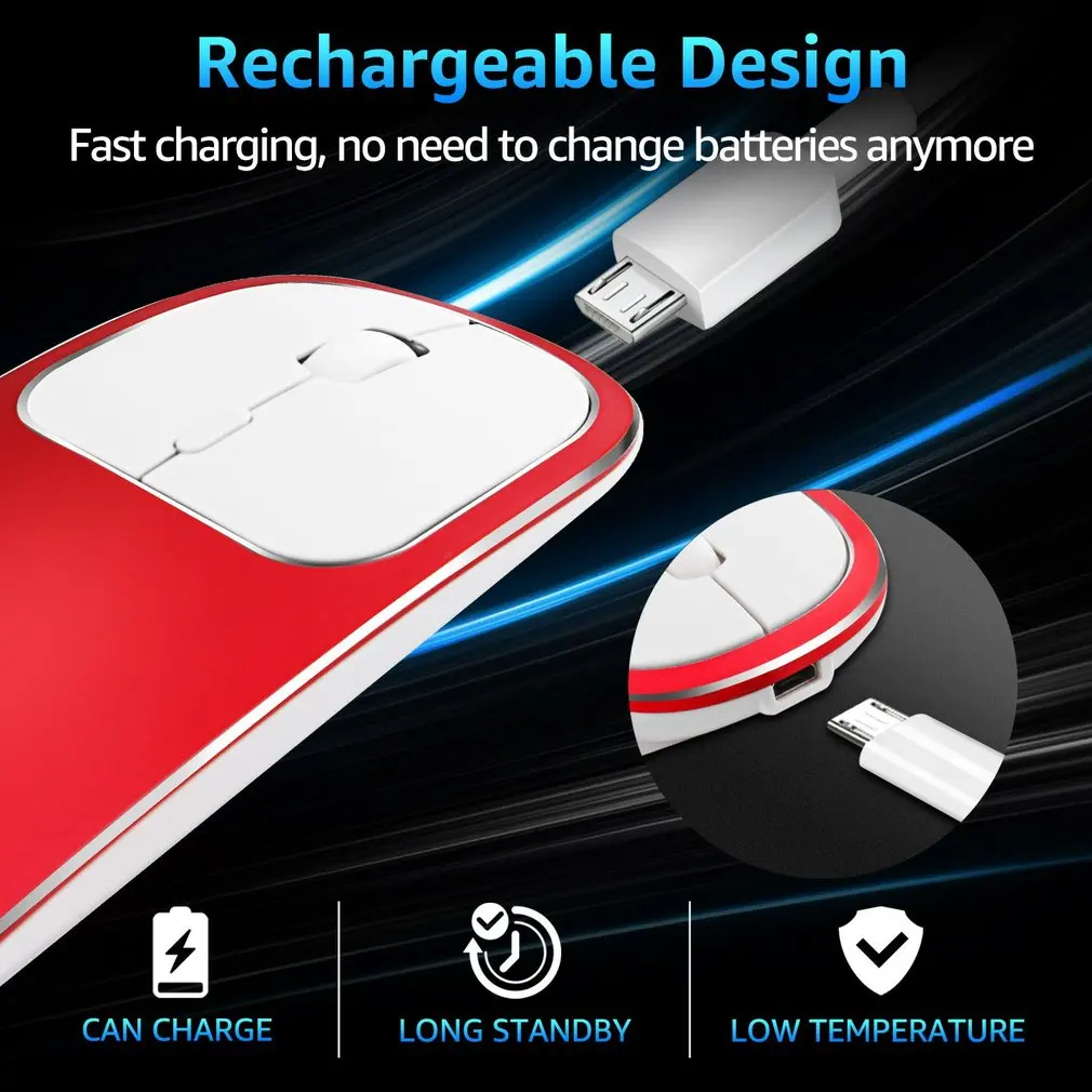 Перезаряжаемая беспроводная мышь Type-C + USB 2 4G Двухрежимная металлическая