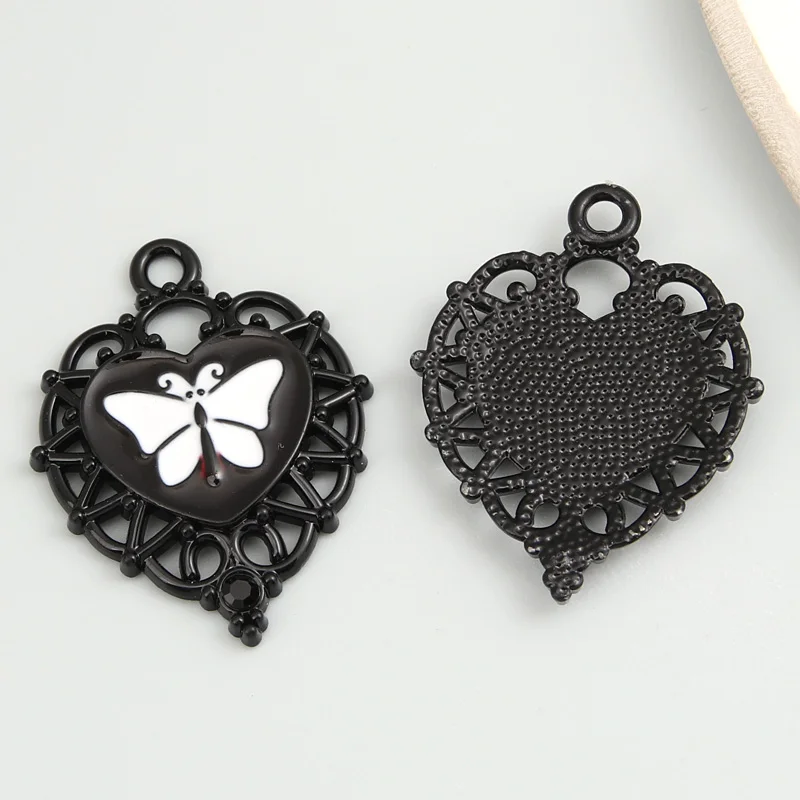 Эмалированные подвески в форме сердца 34x26 мм 5 шт