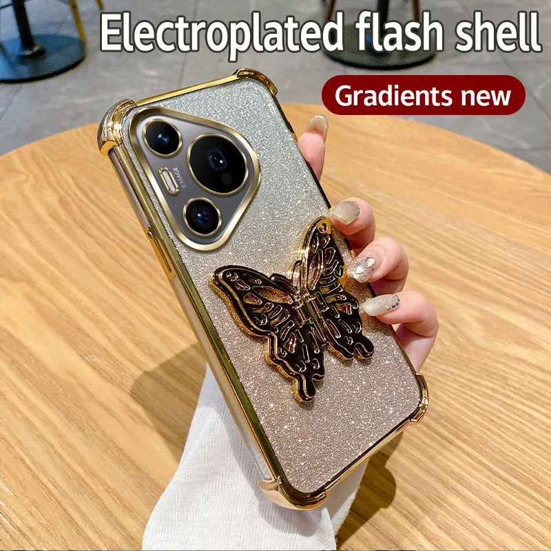 6D противоударный чехол-держатель-бабочка для телефона Huawei Pura 70 Ultra P70 P60 P50 P40 Pro P30