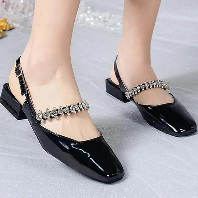 

Женские босоножки Мэри Джейн, сандалии с квадратным носком, с закрытым носком, на толстом каблуке, с открытой спиной