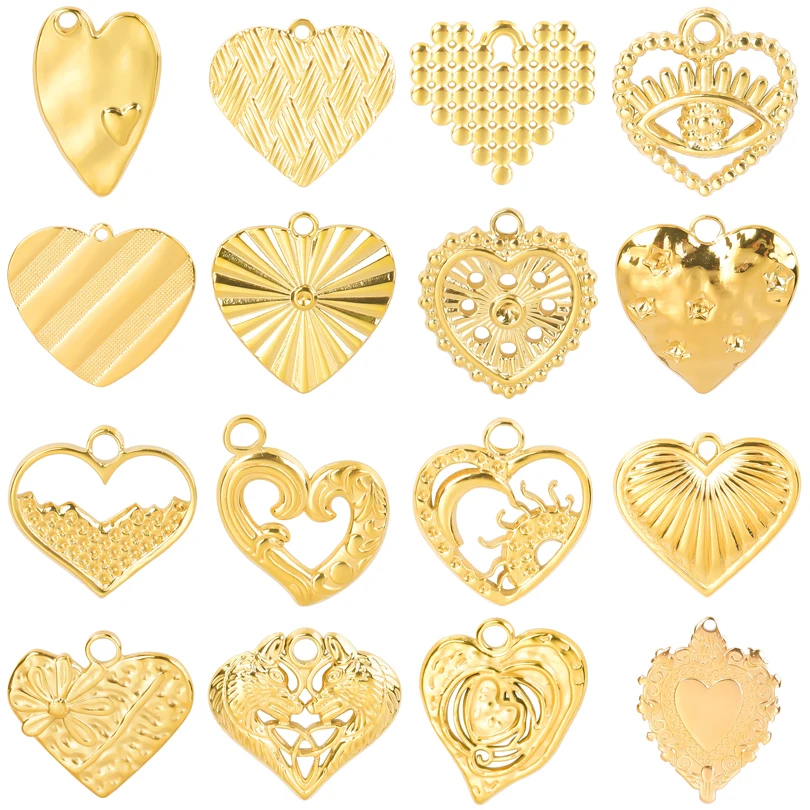 

4pcs Cute Heart Love Eye Flower Charms for Jewelry Making Designer Gold Color Diy Earings Bracelet Necklace Pendant Accessories