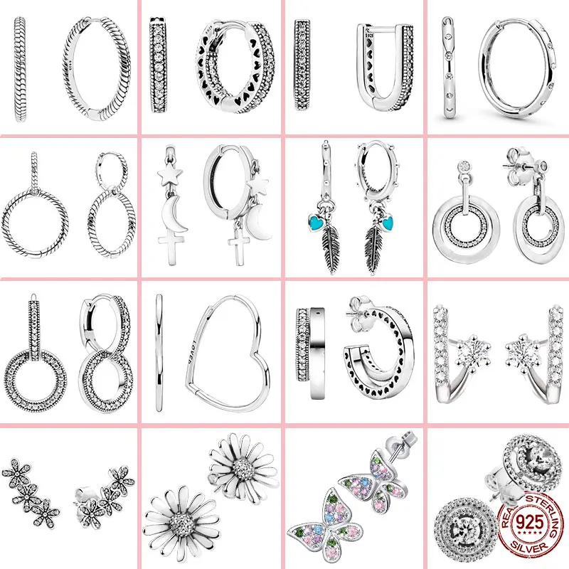 

925 Sterling Silver Margarita Butterfly Feather Earrings For Women Pendientes Plata De Ley 925 Original Pandora Earrings Jewelry