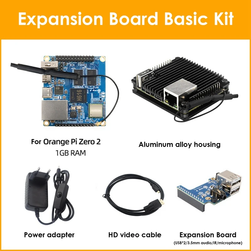 

Комплект макетной платы для Orange Pi Zero 2 с расширяющейся платой + Корпус + HD-кабель + адаптер питания