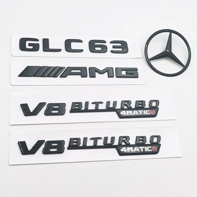 3D ABS черный логотип GLC63 эмблема буквы V8 BITURBO 4matic значок AMG наклейка для Mercedes Benz X253 GLC