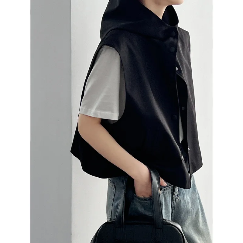 Женский Повседневный жилет VOLALO безрукавка с капюшоном корейский стиль куртка