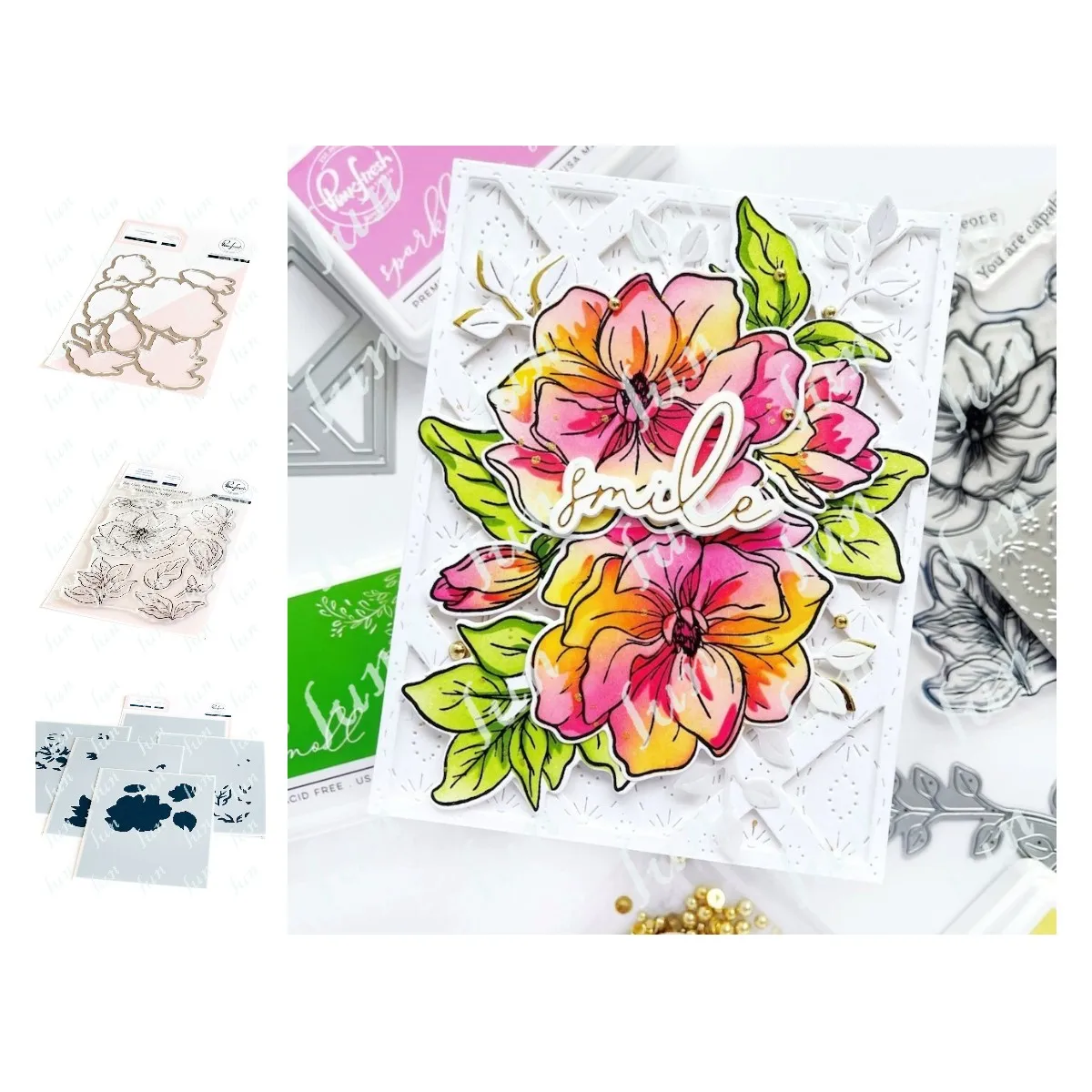 

Floral Magnolia Arrival New Metal Cutting Dies Clear Stamps DIY Scrapbooking Collage Album Happy Plan Gift Decoration Stencils