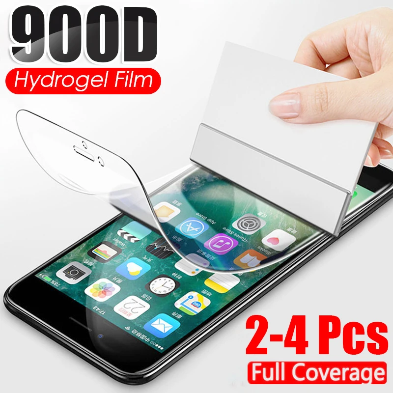 

2-4Pcs 900D Hydrogel Film Screen Protector For iphone 13 12 11 Pro XS Max X Cover Protective Film For iphone XR SE 2020 8 7 Plus