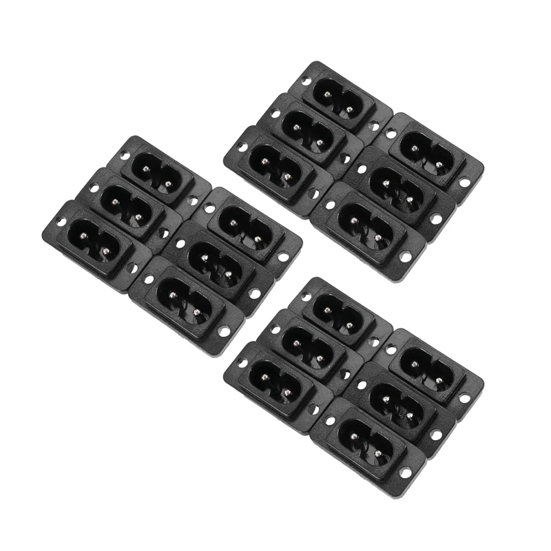 

Черный 2 Pin IEC320 C8 винтовое крепление фоторозетка AC 250 в а 18 шт.