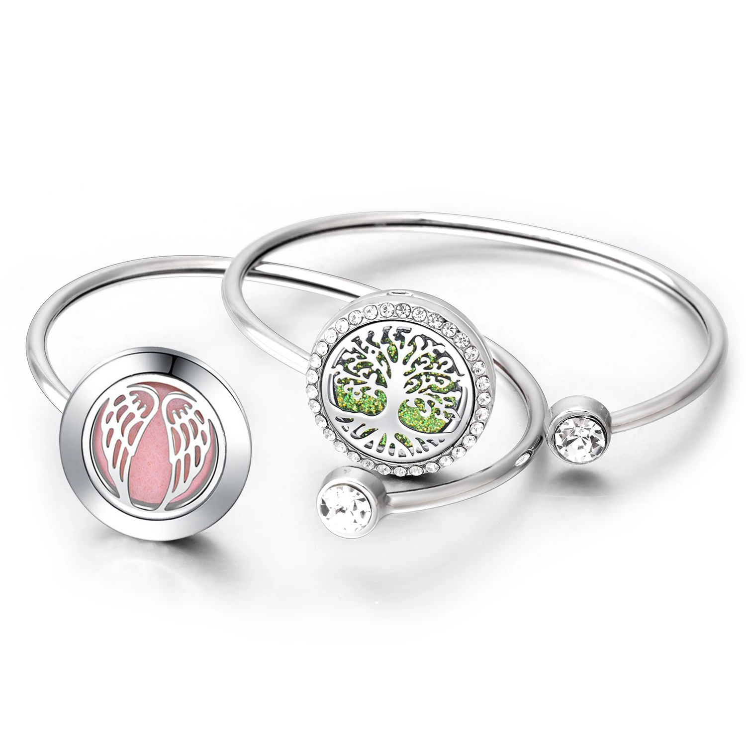 

Aromatherapy Spiral Open Cuff Bangle Tree Of Life Essential Oil Diffuser Perfume Locket For Woman Charm Bracelet Jewelry Gift