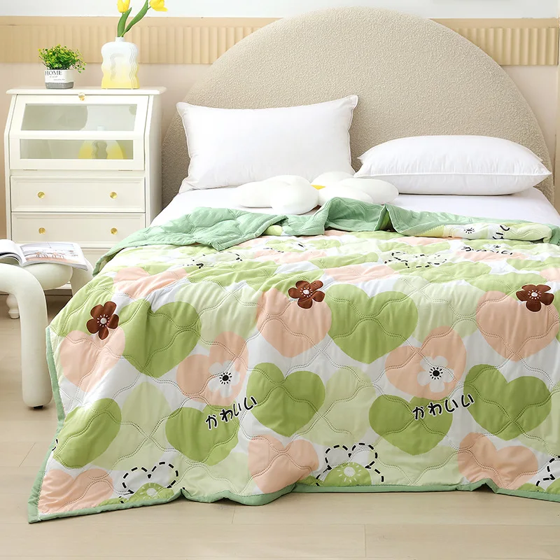 

Летнее одеяло из мытого хлопка, удобное мягкое одеяло с принтом в виде листьев, покрывало для кровати, домашний текстиль