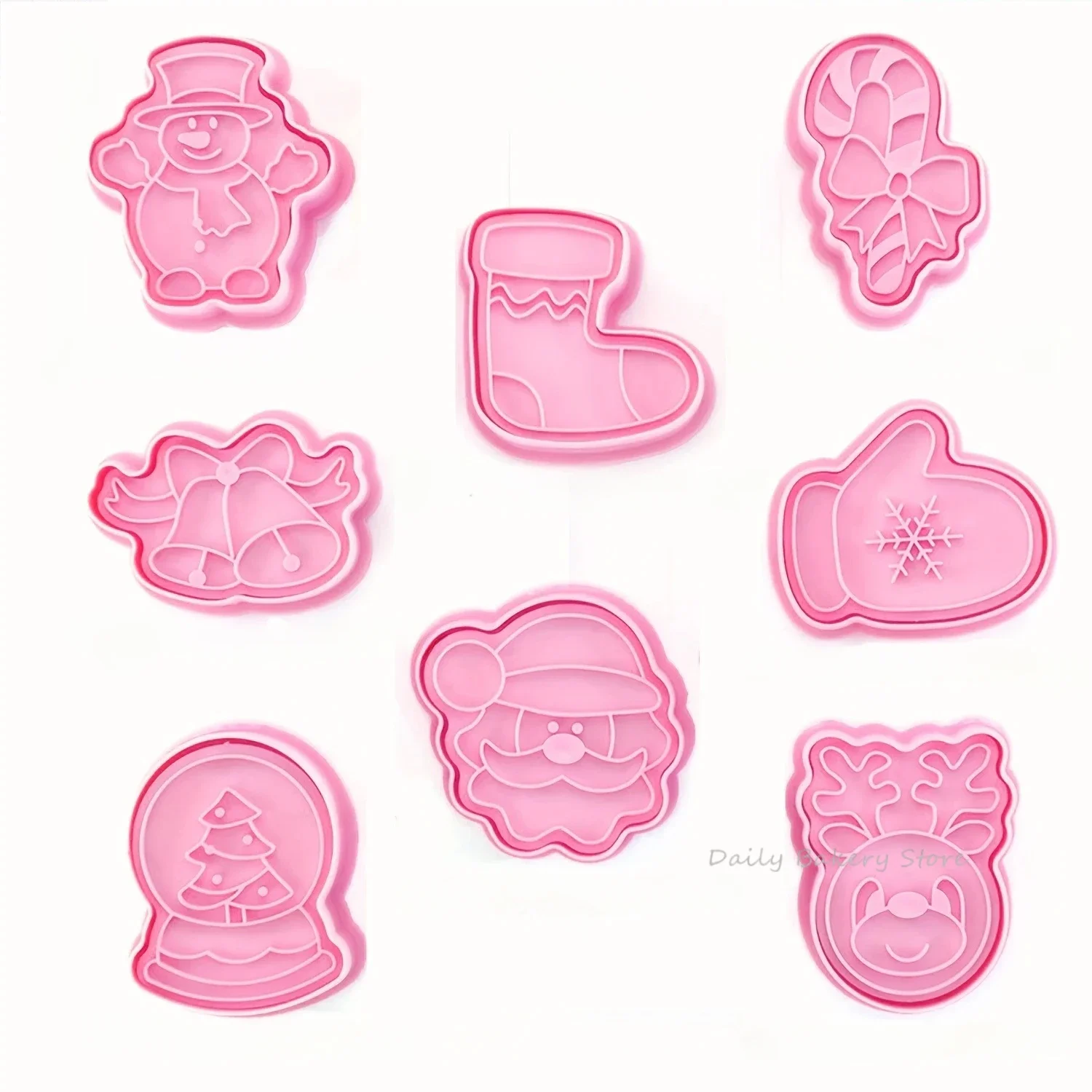 8 шт. рождественские формочки для печенья пресс Санта-Клауса штамп пластиковые