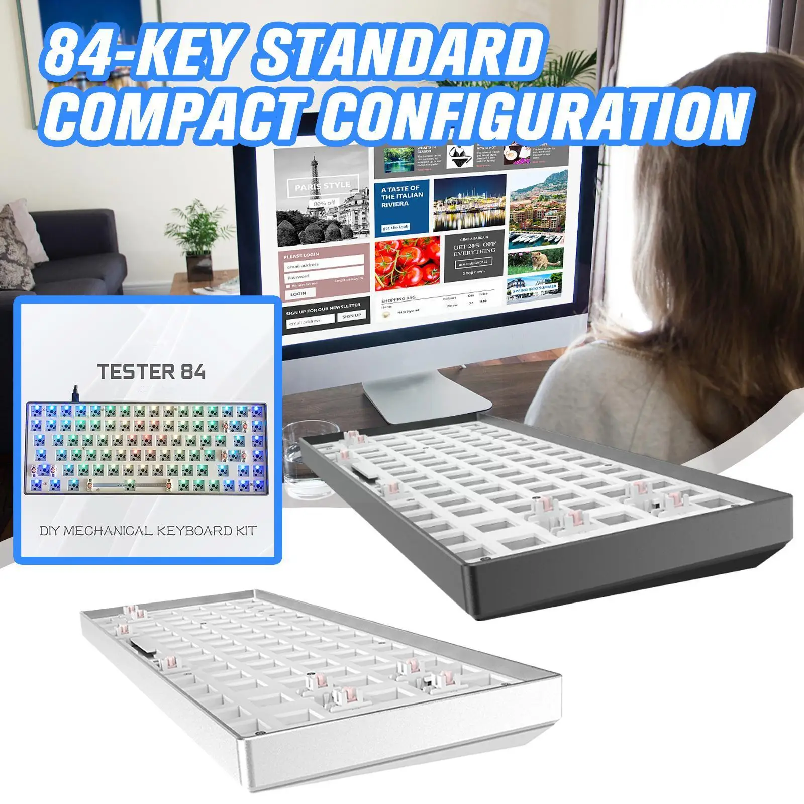 

TES48 Hot Swap Customized DIY Mechanical Keyboard Kit Axis Pom Positioning Type-C Backlight Board RGB Wired Satellite Z3Q3
