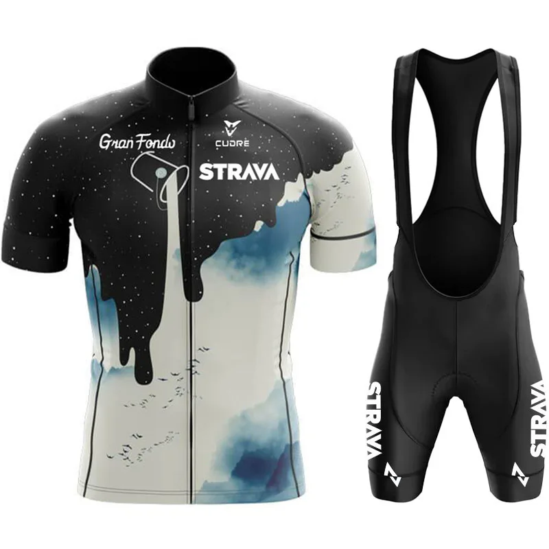 

Men's Summer Clothes 2023 Cycling Jersey Set Bib Shorts Mtb STRAVA Sportswear Clothing Cyclist Uniform Pants Man Bicycle Blouse