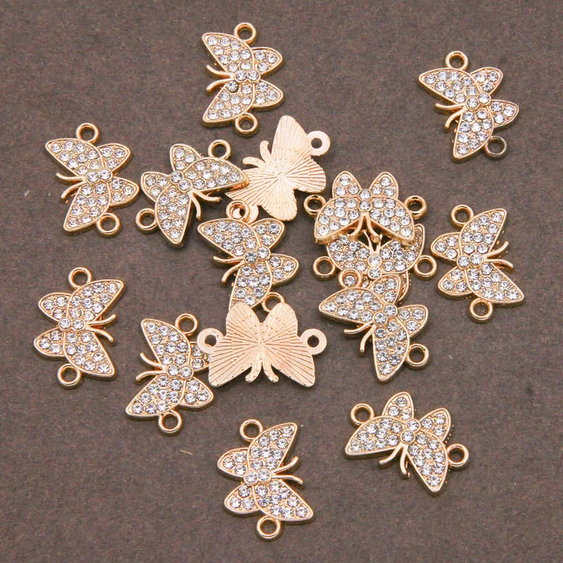 

6pcs white K butterfly crystal double circle connector, used to make bracelet DIY result jewelry accessories 14*13mm