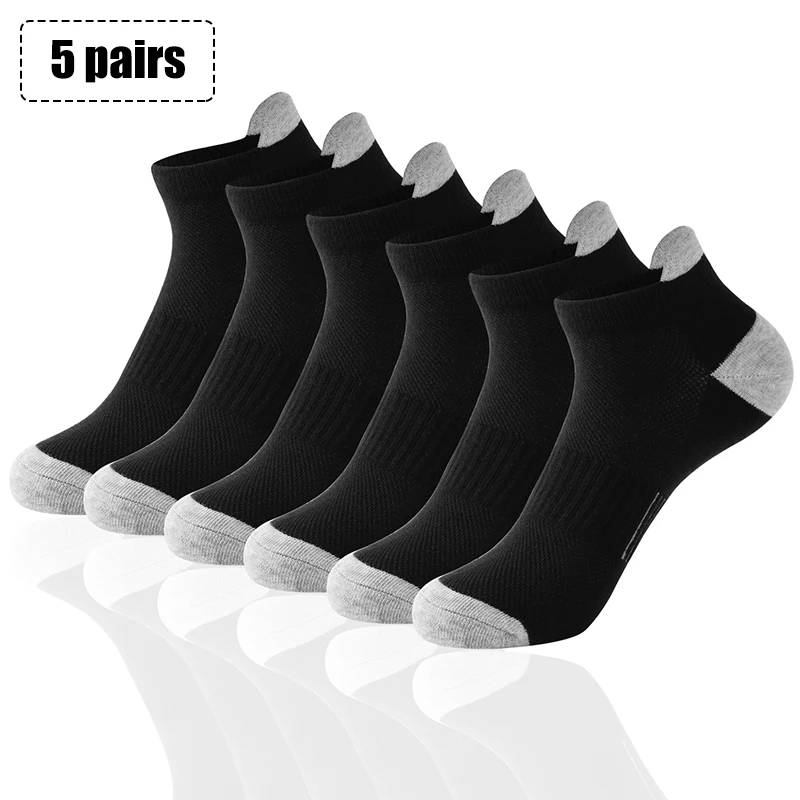 

Носки мужские короткие трикотажные для фитнеса, хлопковые тонкие дышащие сетчатые, до щиколотки, 5 пар, летние
