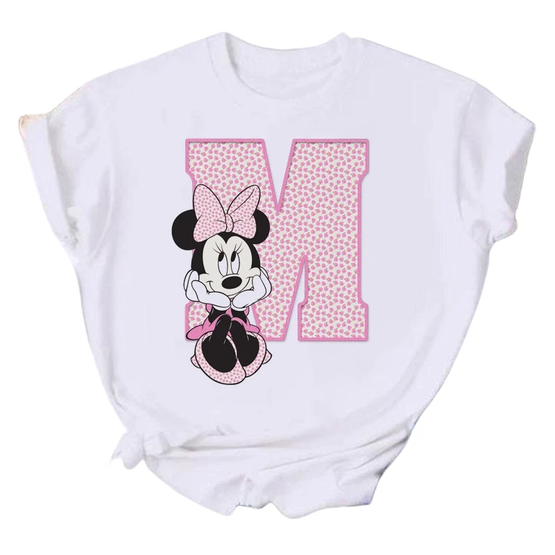 Fashion Woman Blouses 2023 Summer Women's 90S Graphic T Shirts Disney Cartoon Mickey Mouse Minnie Letter Children's Tees Y2k Top