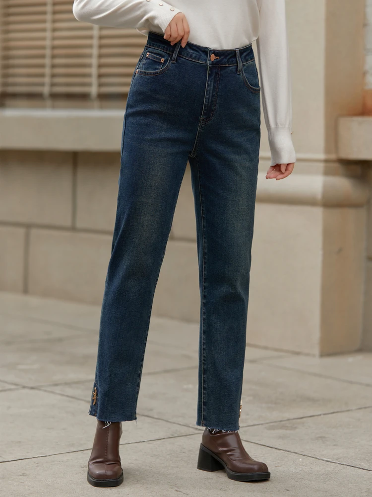 Флисовые теплые джинсы больших размеров облегающие брюки женская одежда толстые