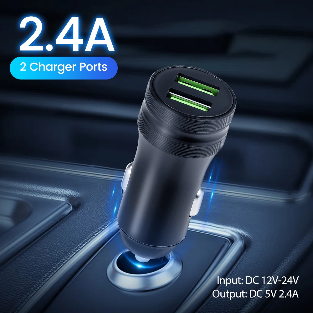 

Автомобильное зарядное устройство с двумя USB-портами, 12 Вт, 2,4 А