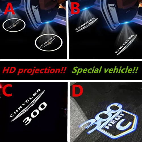 

2X LED Car Door Badge HD Light Suitable For Chrysler 300 200 Lancia Thema Sebring FR JR JS Courtesy Projector Courtesy Logo Lamp