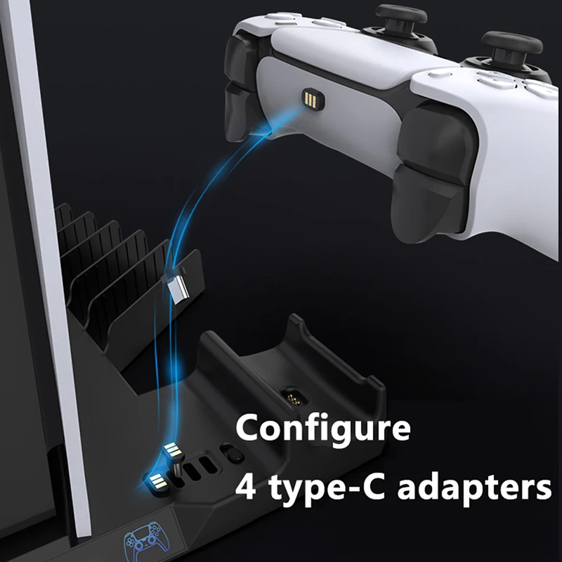 Вертикальная подставка с охлаждающим вентилятором для PS5 USB-порты быстрая