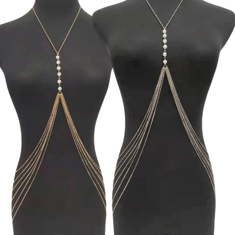 Женская цепочка для тела с жемчугом нагрудная плечевая ночного клуба вечерние