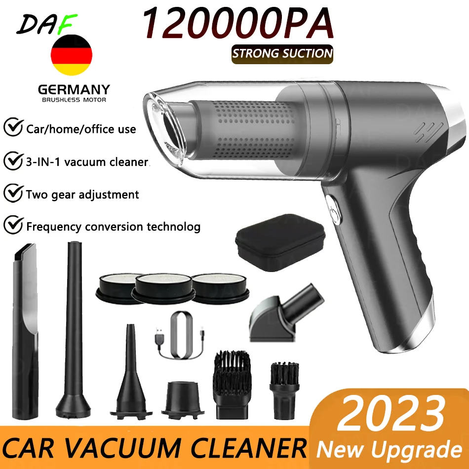 120000Pa Car Vacuum Cleaner Wireless Portable Cleaning Robot Strong Blowing Machine Mini Handheld Home Appliances