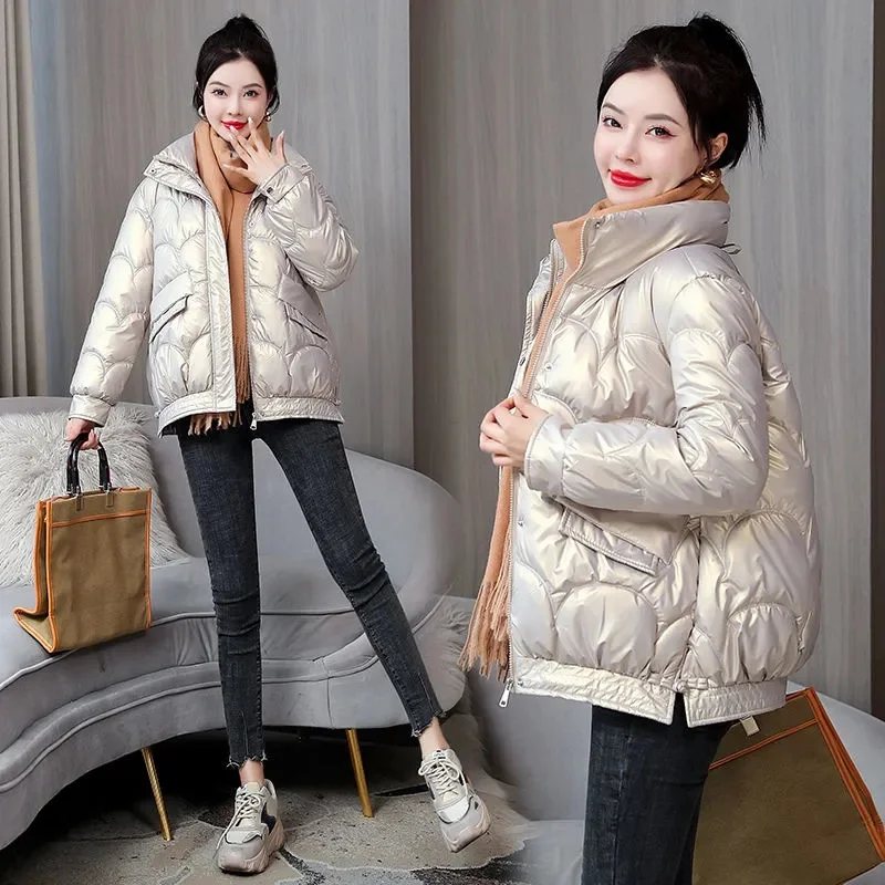 2022 New Women's Padded Clothes Trendy Ins Winter Coat Short Thick Down Cotton Coat Ladies Cotton Jacket Mujer Jackets Off-White enlarge
