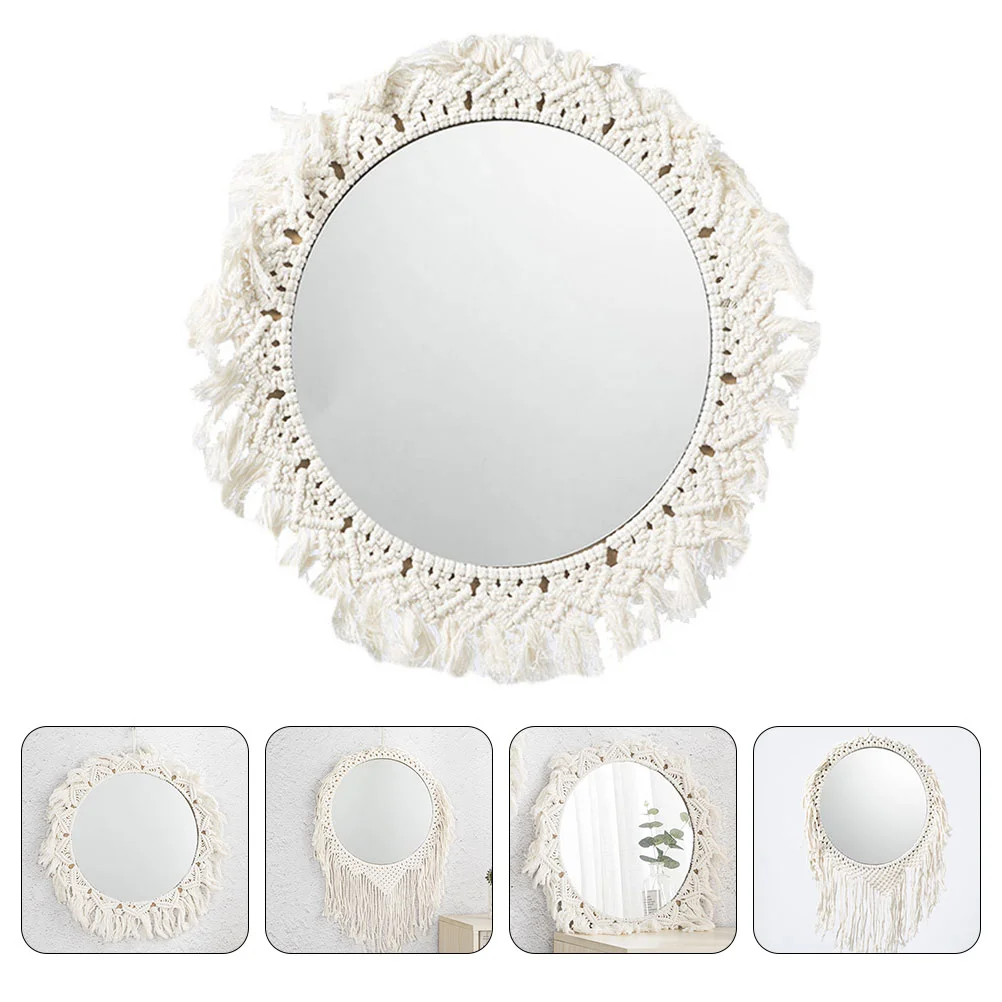 

1pc Cotton Rope Woven Mirror Hand-Woven Tapestry Makeup Mirror (Random Style)